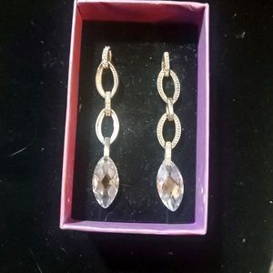 Brand new. CZ crystal silver drop earrings
